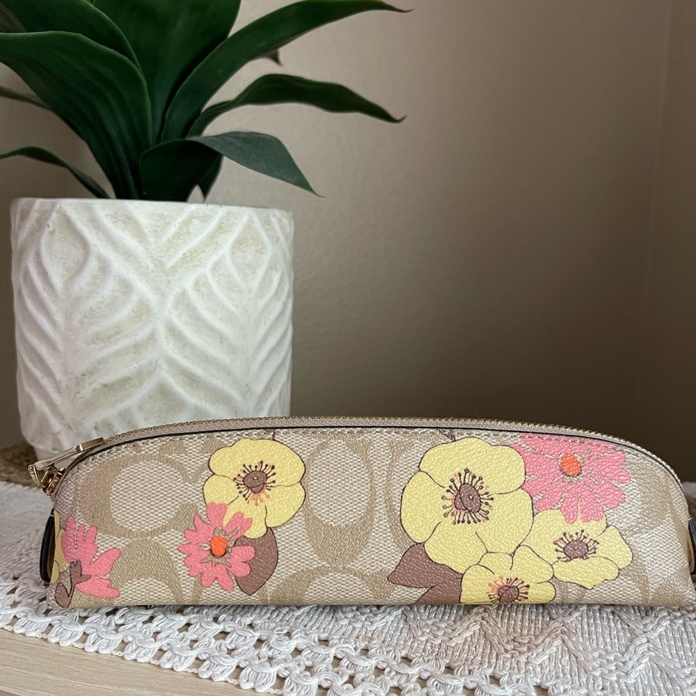 Coach khaki and floral Pencil Case